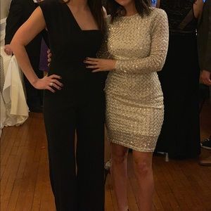 Petite Black Drape One Shoulder Jumpsuit